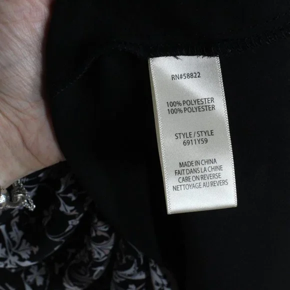 NEW Max Studio Black 100% Polyester Floral Cold Shoulder Sleeves Dress Size M - Picture 7 of 11